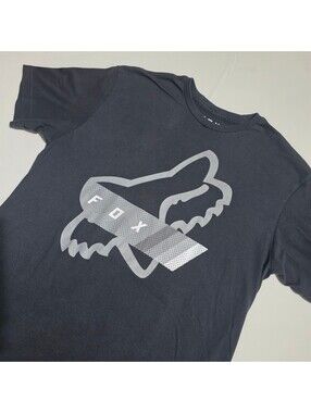Fox Men's Black with Gray foxhead Graphic T-Shirt Large